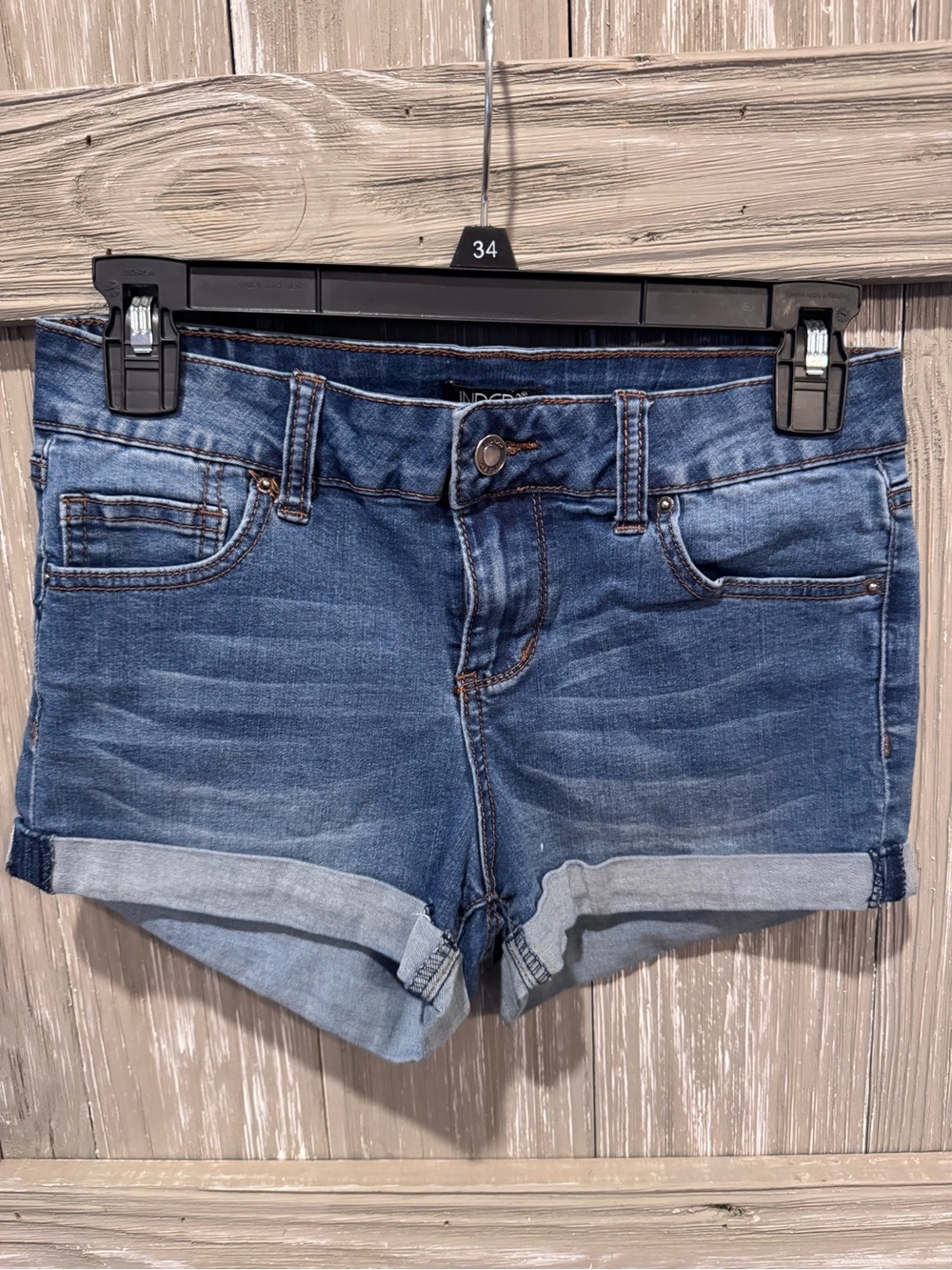 Mid Wash Rolled Hem Denim Shorts - NDRS